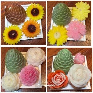 Floral and Pinecone Candle Set